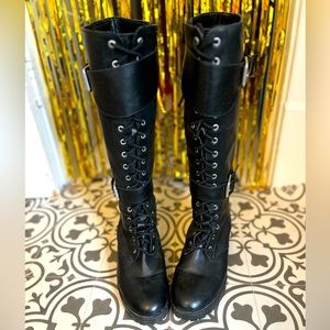 Design lab Faux Leather knee high Combat Boots 8.5 us